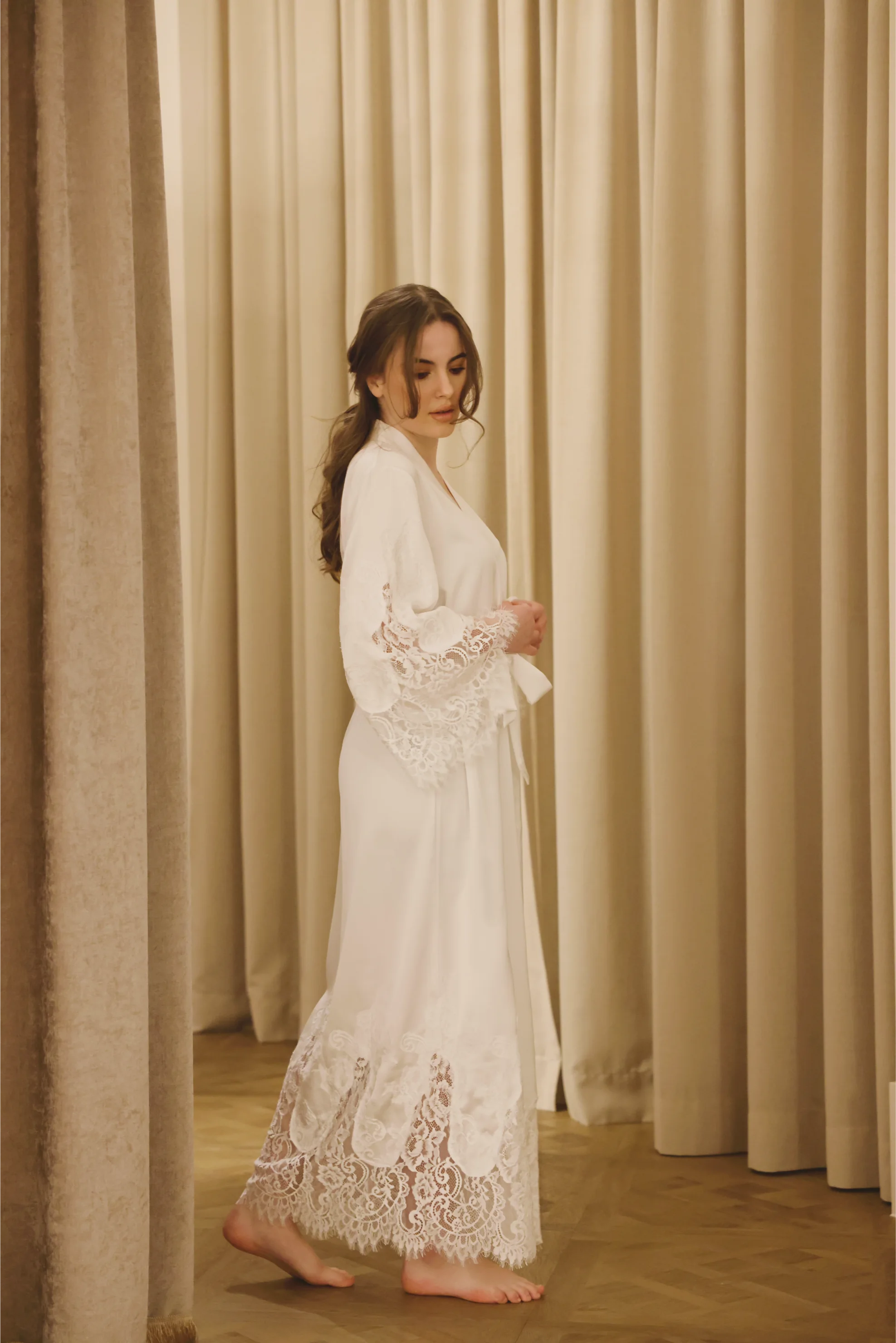 Celeste | Lace Satin Bridal | Badjas